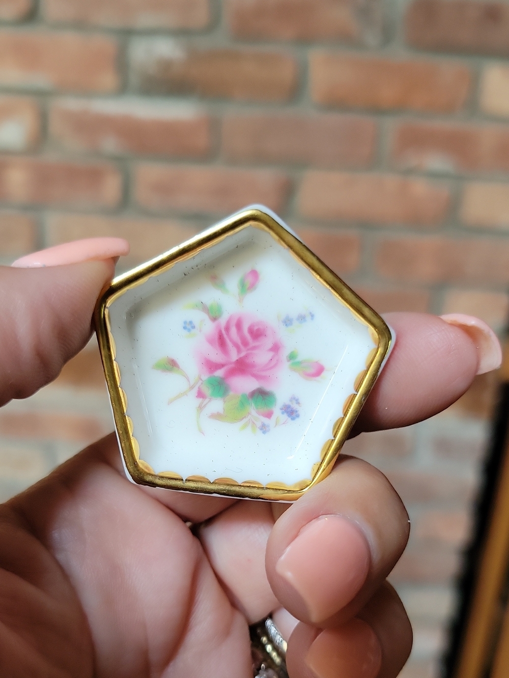 VINTAGE COALPORT BIRBECK ROSE PENTAGON Bone China Trinket Tray